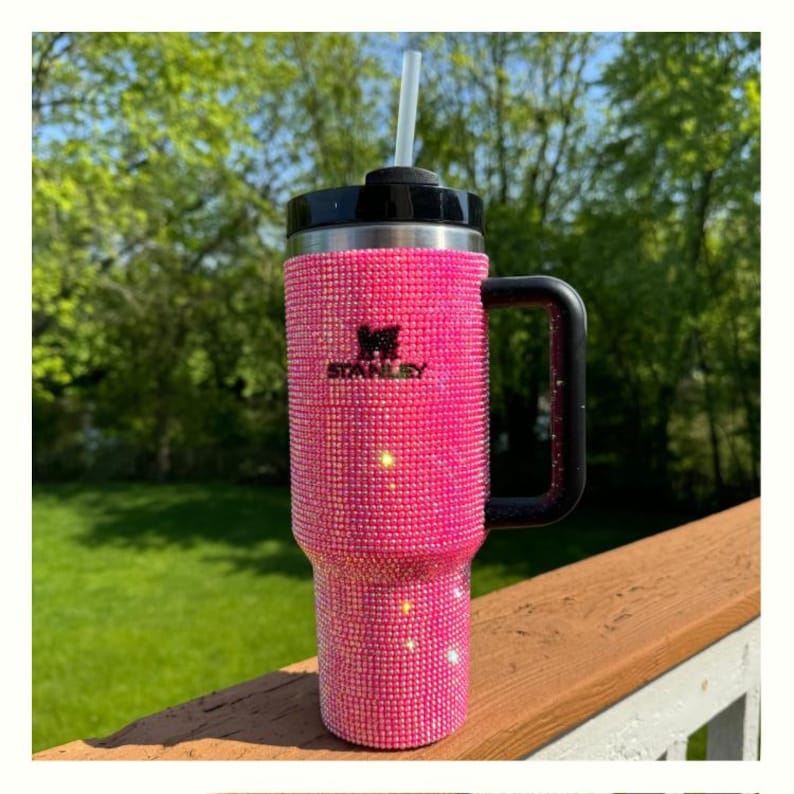 Hand Crafted Stanley 40 oz Tumbler Pink