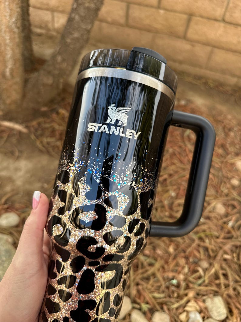 Hand Crafted Stanley 40 OZ Tumbler Black and Gold