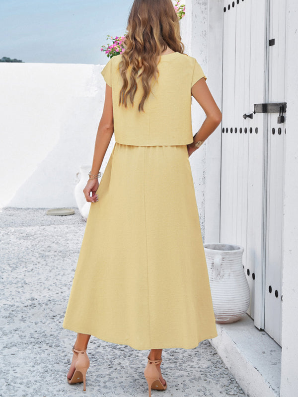 New spring and summer casual sleeveless top and long skirt suit