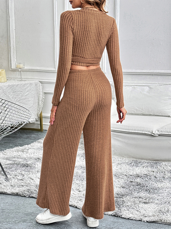 Autumn and winter long-sleeved suit solid color texture basic versatile ladies two-piece suit