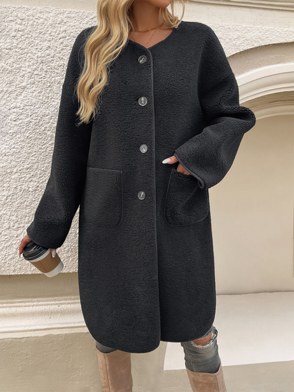 Casual Cardigan Button Pocket Trench Coat