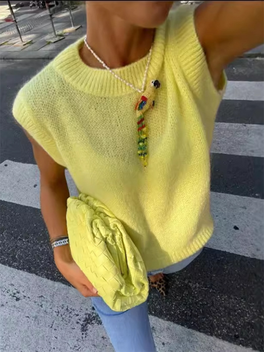 Yellow Knit Sweater Vest