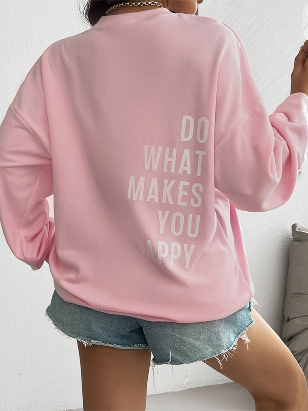 Letter Printed Casual Loose Long Sleeve Sweatshirt