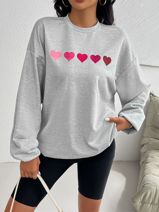 Valentine's Day Love Print Casual Loose Long Sleeve Sweatshirt