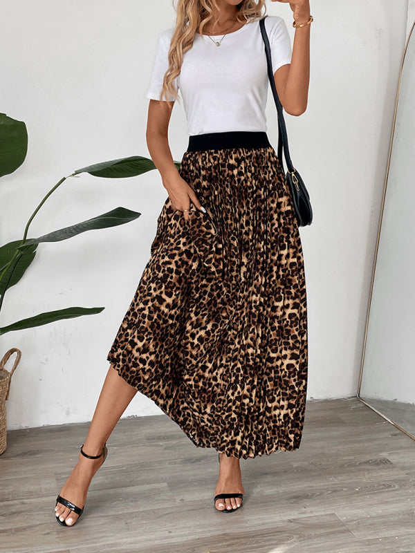 New Leopard Pleated Skirt