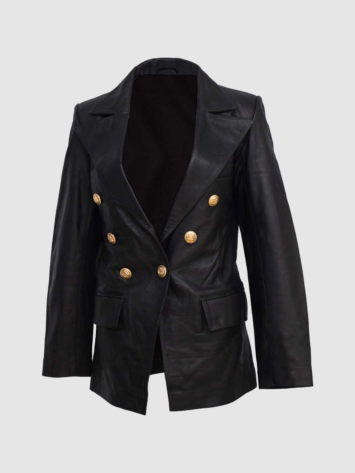 Women Black Leather Coat