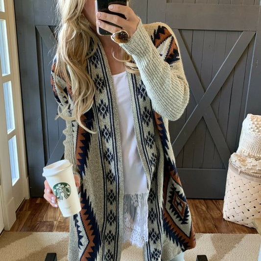 Wyoming Grey Long Cardigan Blanket Sweater