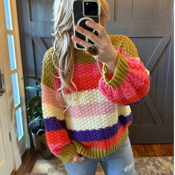 Colette Bright Striped Pullover Sweater