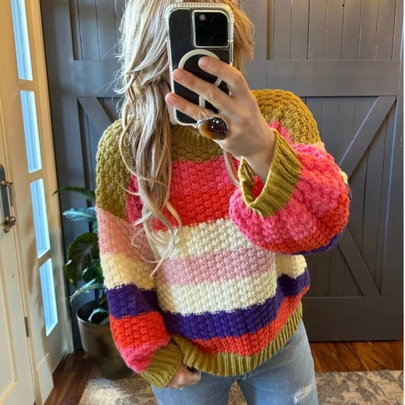 Colette Bright Striped Pullover Sweater