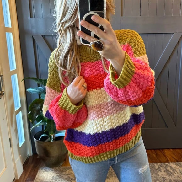 Colette Bright Striped Pullover Sweater