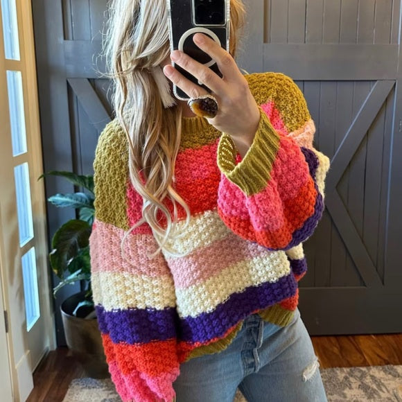 Colette Bright Striped Pullover Sweater