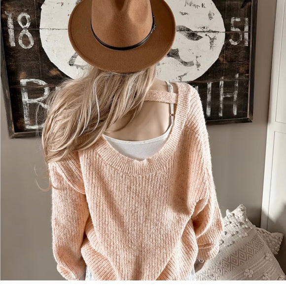 Conroy Soft Nubby Textured Pink Knit Pullover Sweater