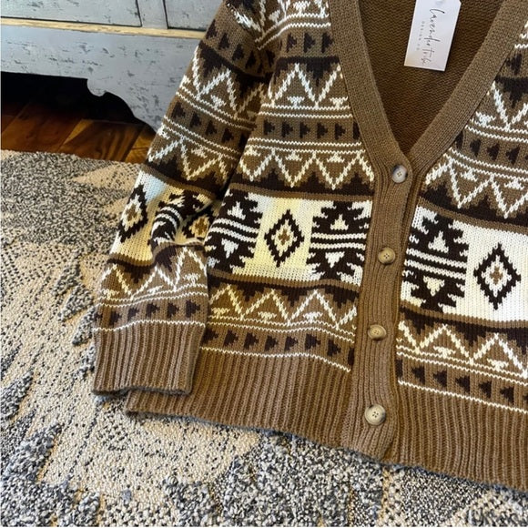 Holsten Geometric Aztec Knit Cardigan Sweater