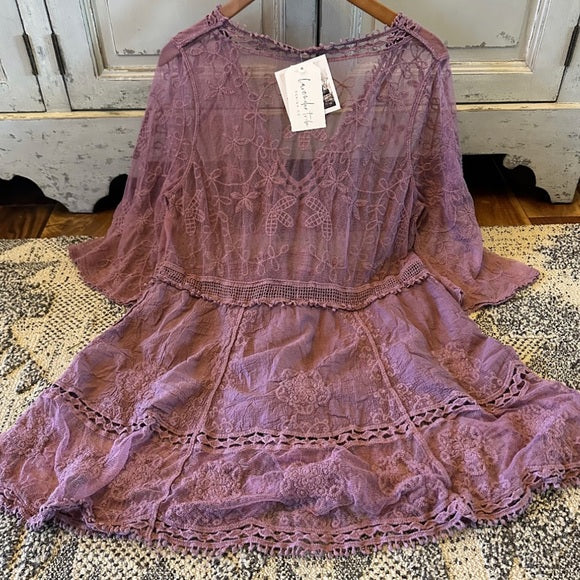 Hailey Lilac Crochet Lace Blouse Bohemian Blouse