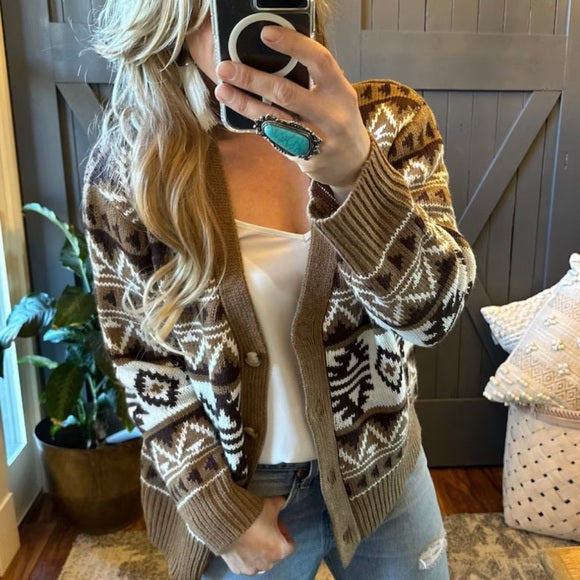 Holsten Geometric Aztec Knit Cardigan Sweater