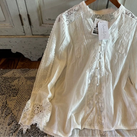 Jackson Crochet Lace Button Front Blouse