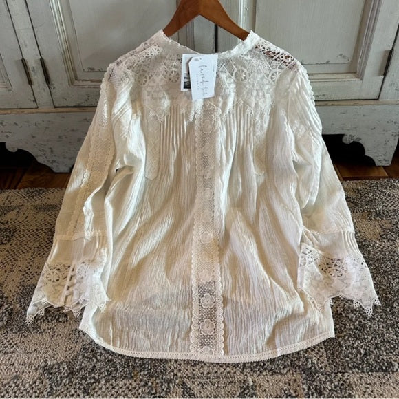 Jackson Crochet Lace Button Front Blouse