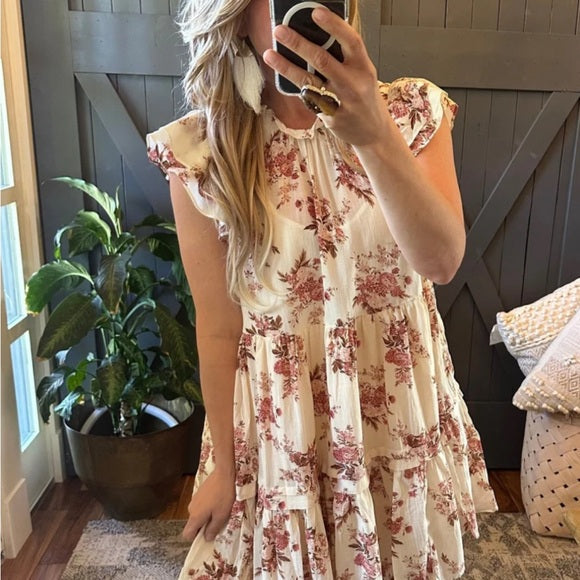 Cottage Rose Floral Cotton Dress