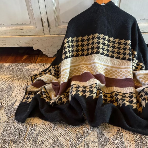 Western Geometric Cozy Blanket Cardigan Sweater