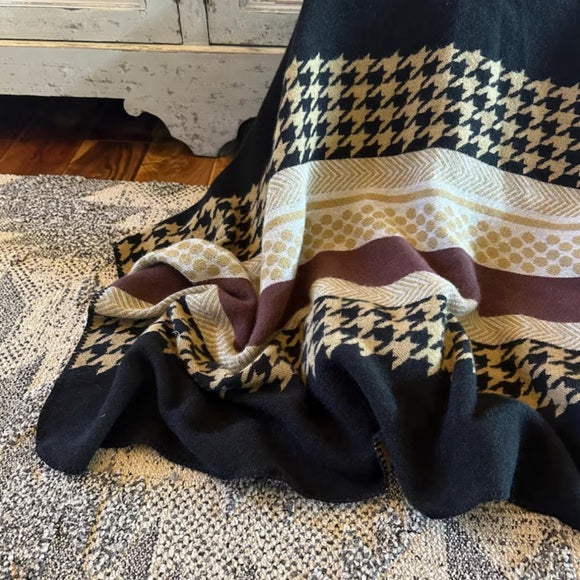 Western Geometric Cozy Blanket Cardigan Sweater