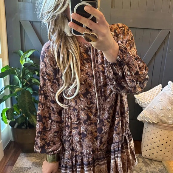 Cottage Rose Floral Long Sleeve Dress