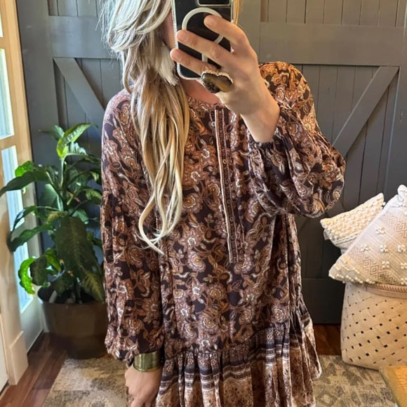 Cottage Rose Floral Long Sleeve Dress