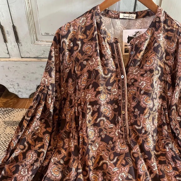 Cottage Rose Floral Long Sleeve Dress