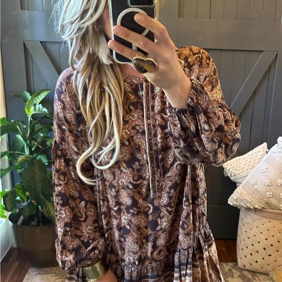 Cottage Rose Floral Long Sleeve Dress