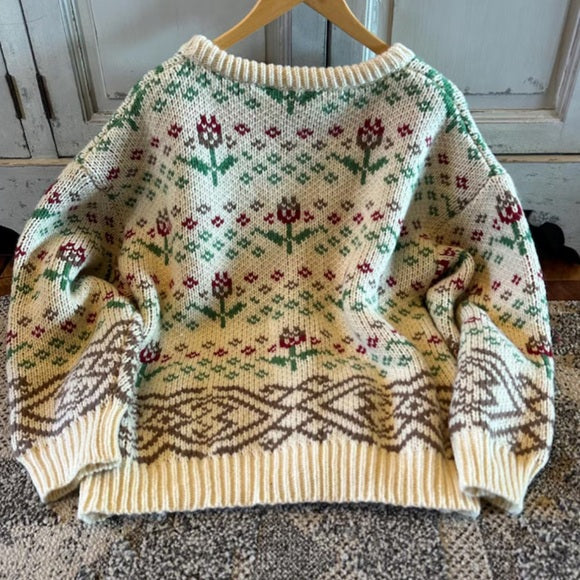 Handmade Chunky Fair Isle Knit Cardigan Sweater