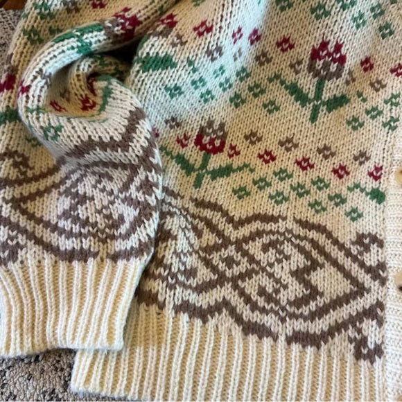 Handmade Chunky Fair Isle Knit Cardigan Sweater