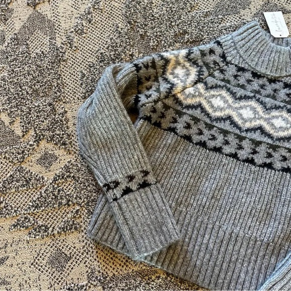 Western Cowichan Grey Pullover Mock Neck Sweater