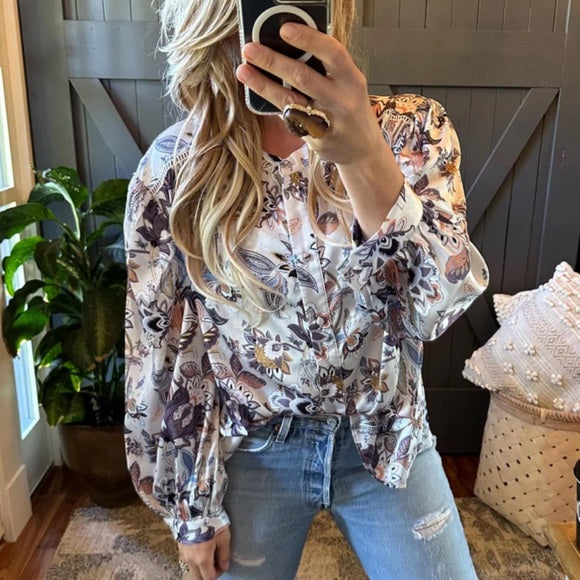 Canyon Lakes Floral Chiffon Blouse