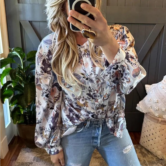 Canyon Lakes Floral Chiffon Blouse