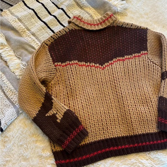 Western Cowichan Horse Knit Cardigan Sweater