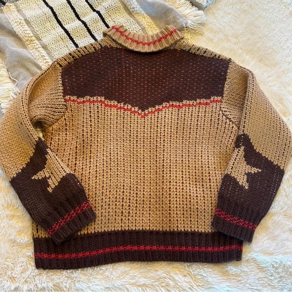 Western Cowichan Horse Knit Cardigan Sweater