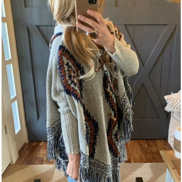 Cheyenne Fringe Hooded Cardigan Sweater