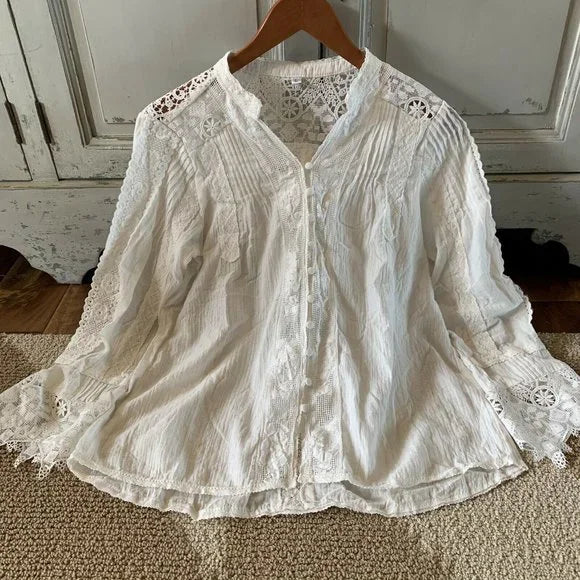 Jackson Crochet Lace Button Front Blouse