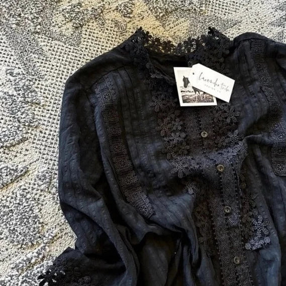 Stellan Black Lace Mock Neck Blouse