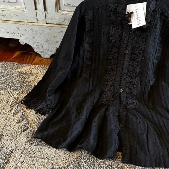 Stellan Black Lace Mock Neck Blouse