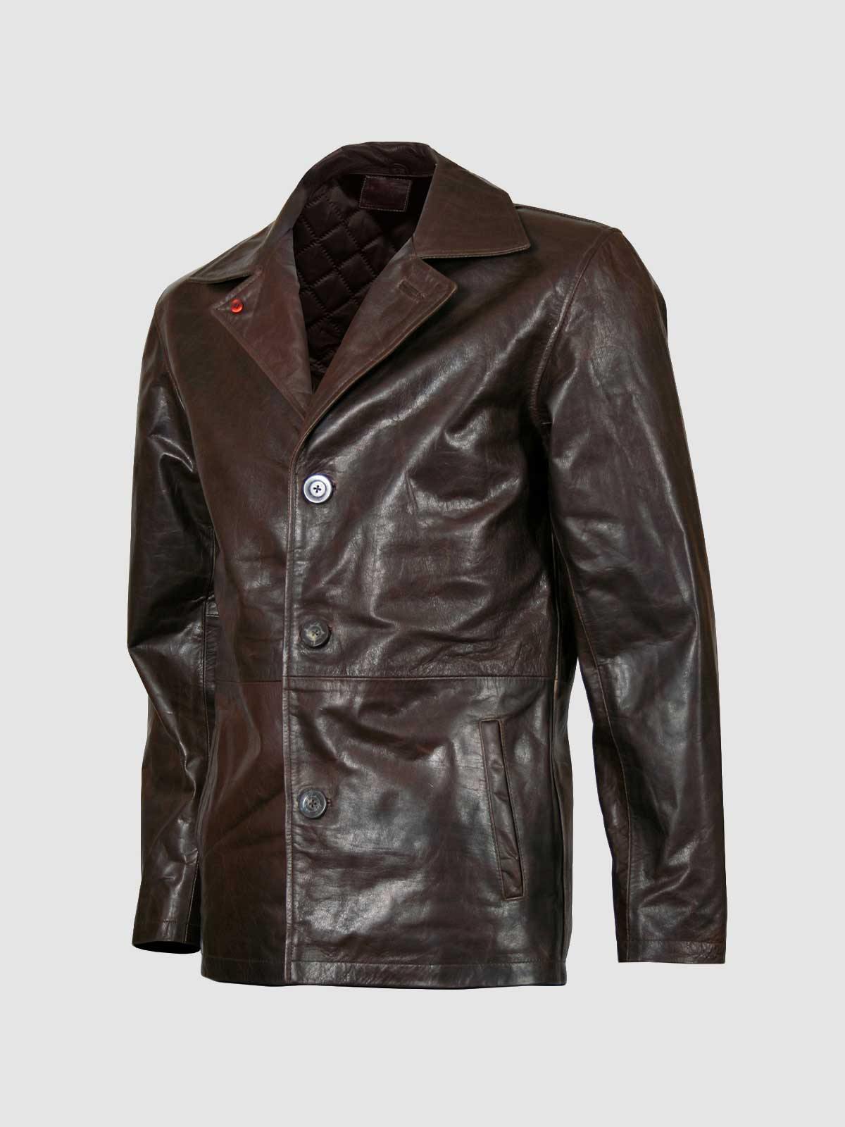 Vintage Brown Leather Coat