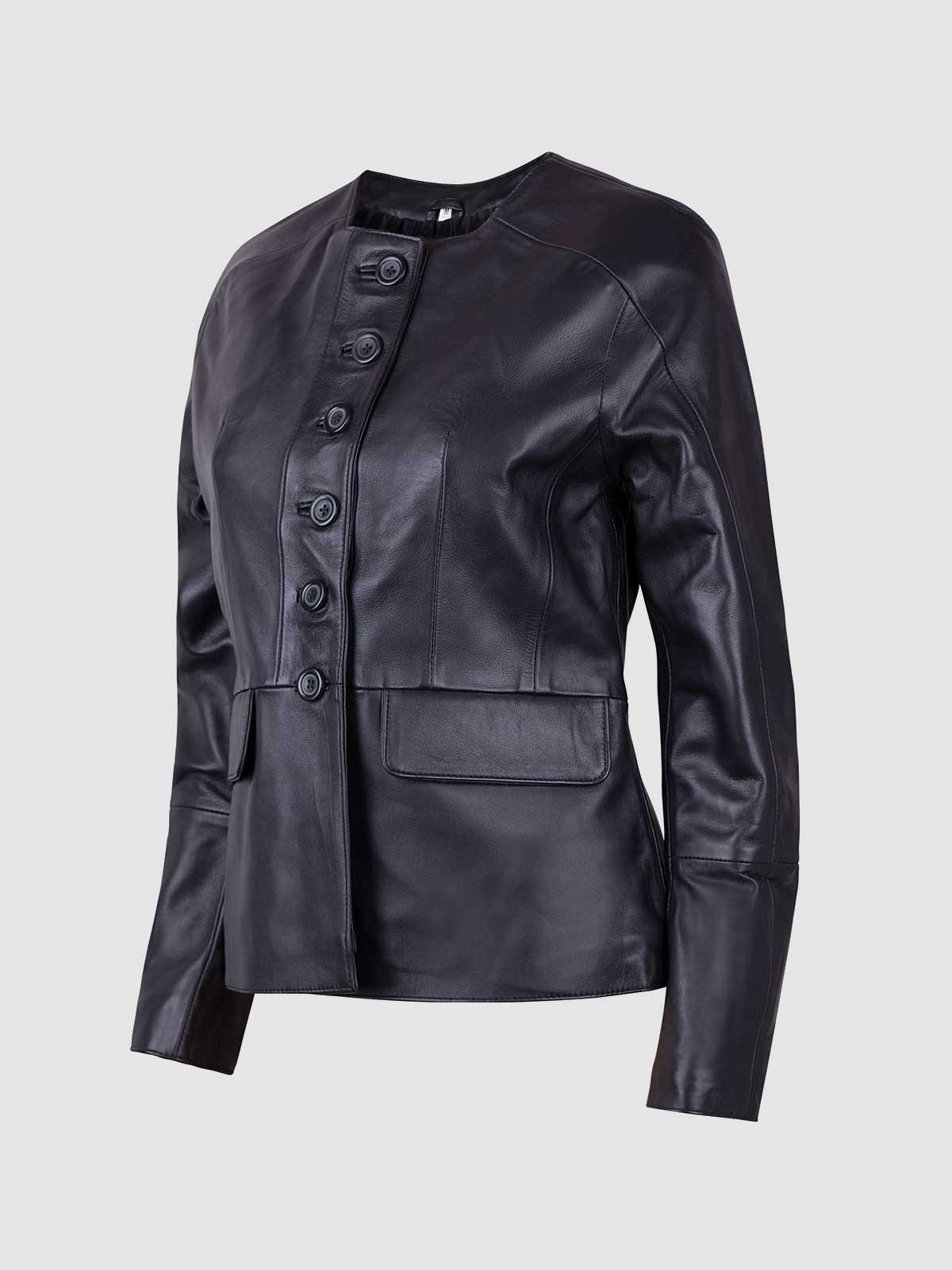 The Button Closure Leather Jacket - Size XS