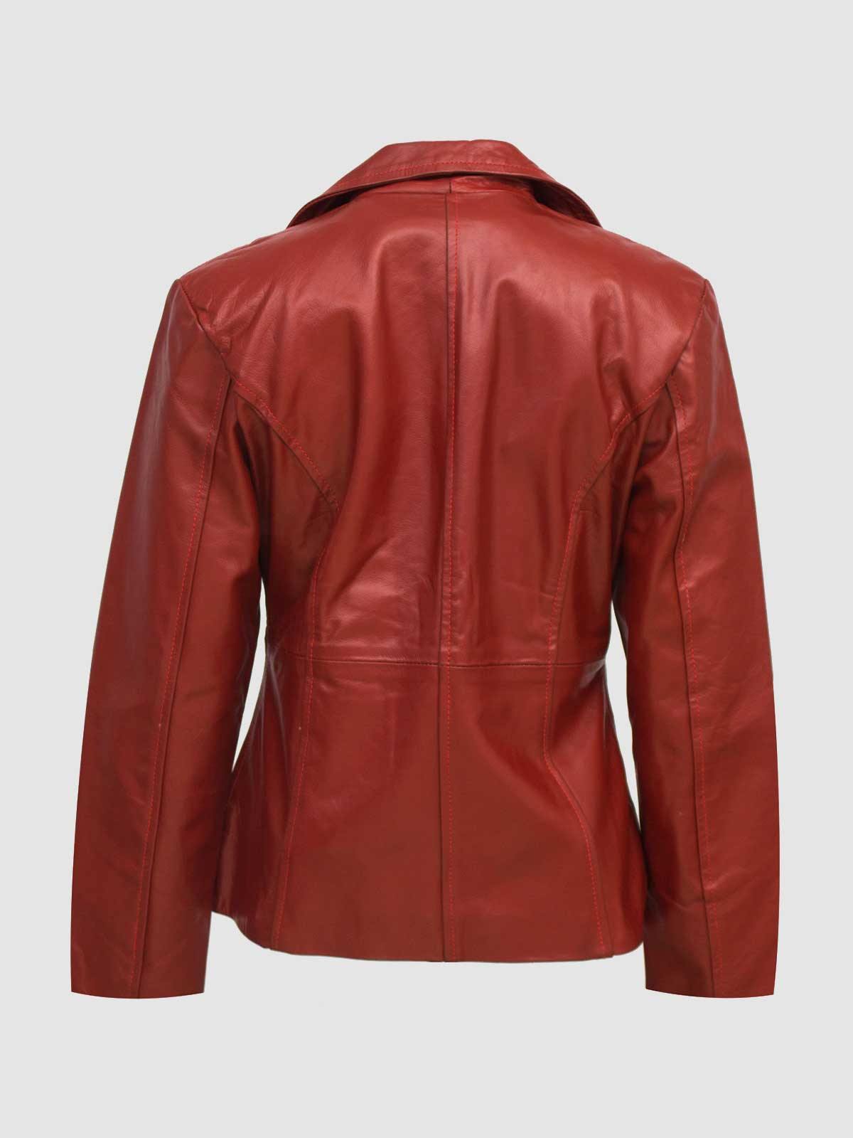 Red Leather Coat with Zip