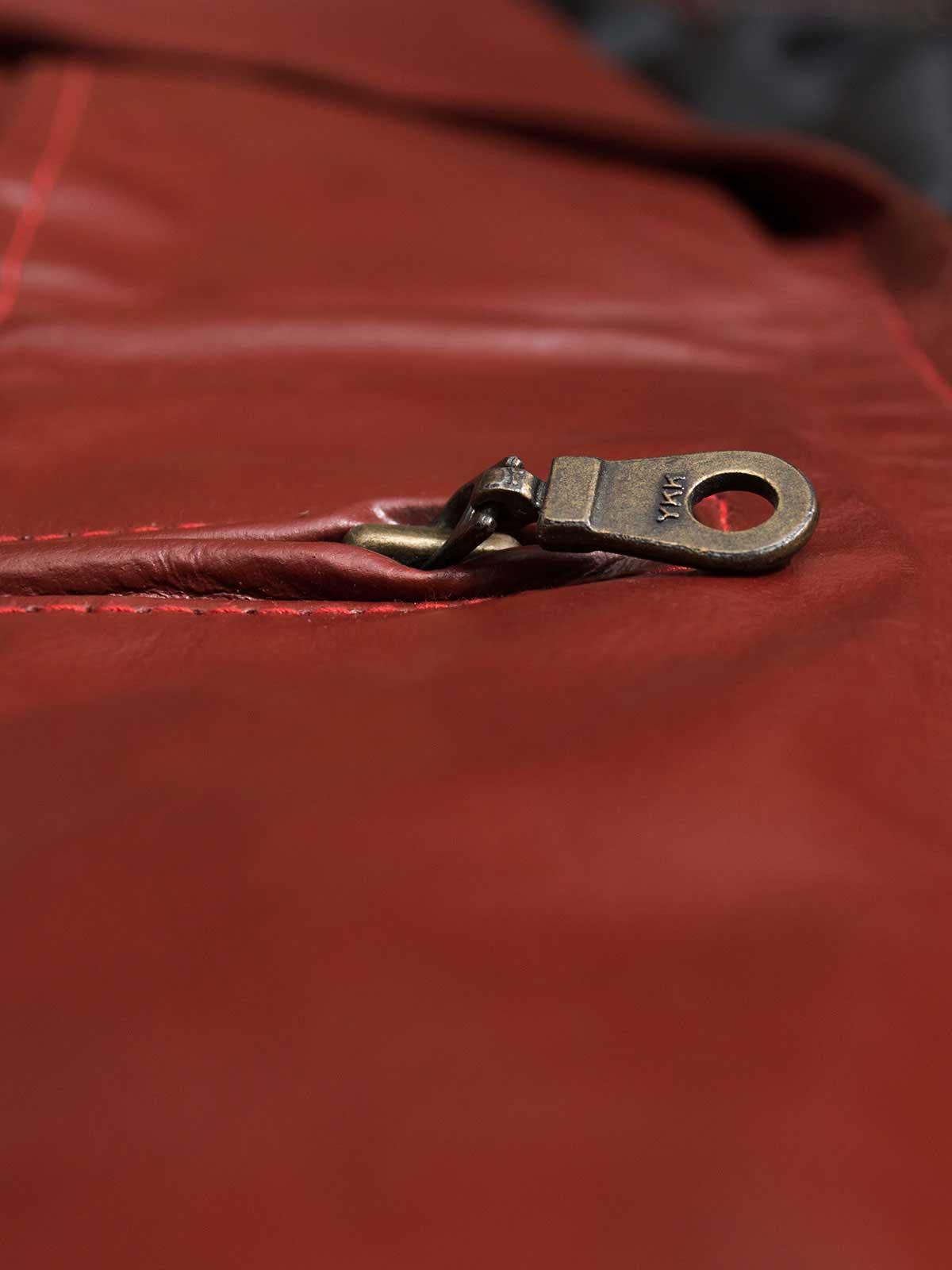 Red Leather Coat with Zip